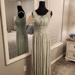 Ost Sage Checkered Maxi Dress